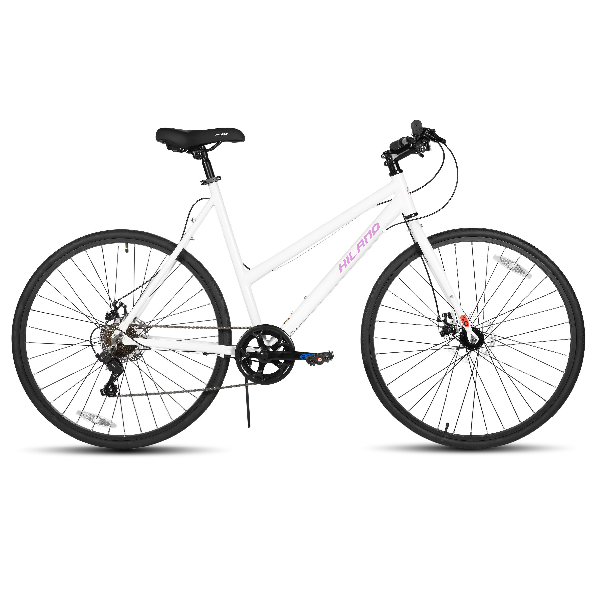 【美品】HILAND ロードバイク 700c ホワイト Lサイズ 2×7 HILAND 700C Road Hybird Bike, 21 speeds Urban City Commuter